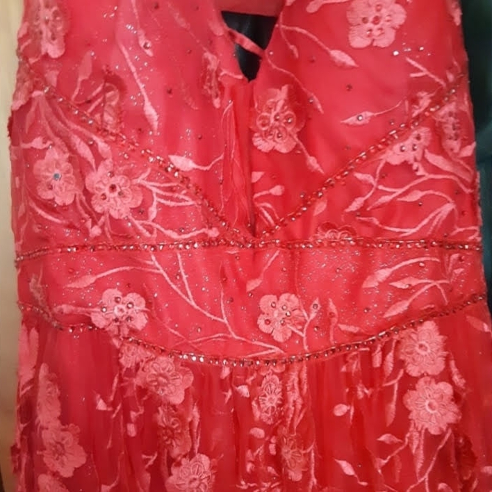 Red Rhinestone Embellished Dress - Picture 3 of 8
